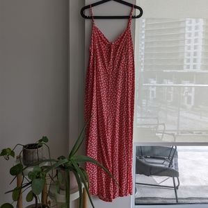 Red daisy patter jumpsuit romper XL